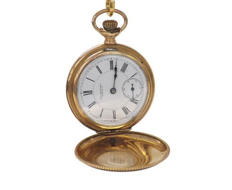 New York Standard Watch Co. gold filled lever hunter fob watch, no. 22581058, the dial with Roman numerals and subsidiary sec