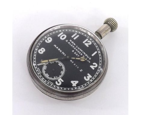 Octava Watch Co. Military issue chrome cased pocket watch, 15 jewel three adjustments movement signed Octava Watch Co. Switze