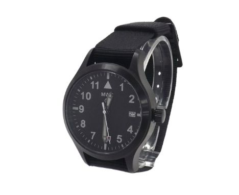 MWC MKIII Military automatic PVD gentleman's wristwatch, black dial with Military arrow, luminous Arabic numerals and baton m
