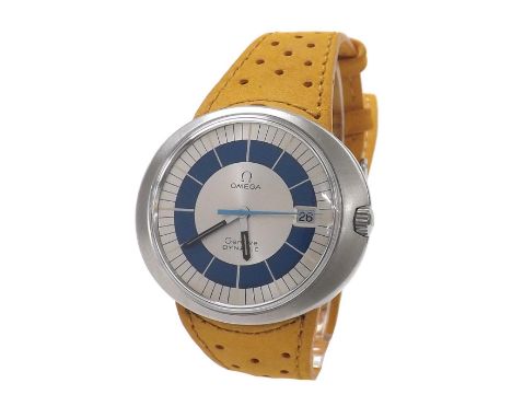 Omega Geneve Dynamic stainless steel gentleman's wristwatch, silvered and blue dial with blue centre seconds and date apertur