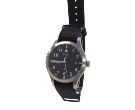 MWC MKIII Military automatic stainless steel wristwatch, ref. 16792/74, black dial with Military arrow, luminous Arabic numer