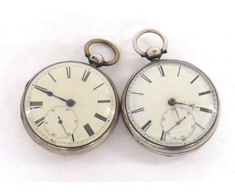 Silver fusee lever pocket watch, London 1841, the movement signed W'm Crawford, Halifax, no. 5422, with engraved balance cock