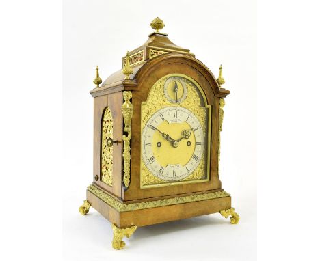 Good English walnut and ormolu mounted double fusee bracket clock, the 5" silvered chapter ring signed C. Lupton, Cornhill, L