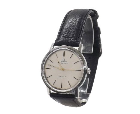 Omega De Ville automatic stainless steel gentleman's wristwatch, circa 1966, ref. 165007, silvered dial with baton markers an