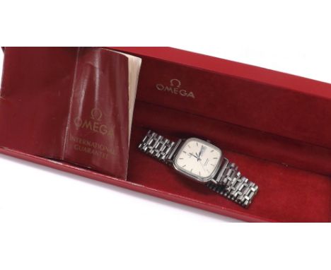 Omega Seamaster Quartz square cased stainless steel gentleman's bracelet watch, circa 1984, ref. 196 0284 / 396 0974, square 
