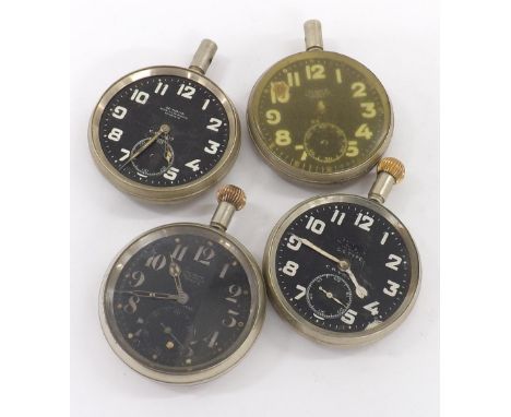 Zenith Military nickel cased lever pocket watch for repair, signed movement, no. 2269707, black dial branded '30 Hour, Non-Lu