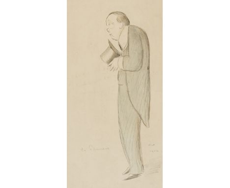δ Beerbohm (Max) Portrait of Tancred Borenius, pencil, pen and brown ink, wash, signed and dated '1922' in the lower right co