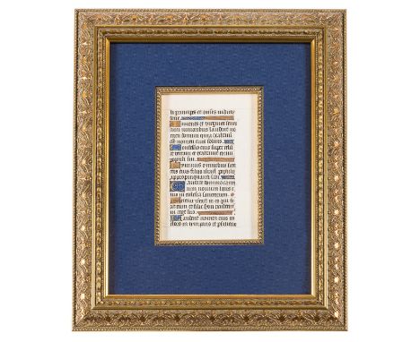 Italian Workshop.- Single leaf from a Book of Hours, manuscript in Latin, on vellum, single column, 20 lines, in a Gothic boo
