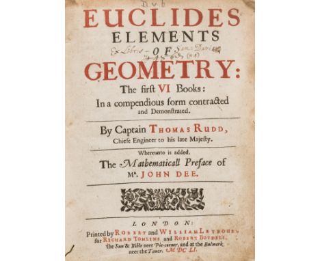 Mathematics.- Euclid. Euclides Elements of Geometry: The First VI Books: In a Compendious Form Contracted and Demonstrated, b