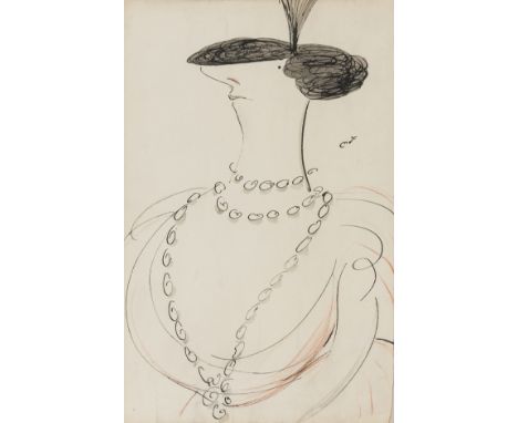 δ Millicent, Duchess of Sutherland.- Beerbohm (Max) Lady of Distinction, pen and black ink, conté crayon, monochrome wash, si