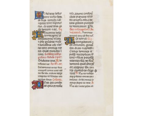 Italian Prayer Book.- Single leaf from an Italian Prayer Book, illuminated manuscript in Latin, on vellum, in a late gothic b