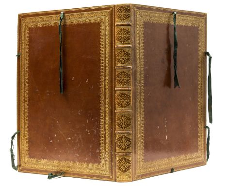 NO RESERVE Binding.- Print album of blank paper, handsomely bound morocco, elaborately stamped in gilt, spine gilt in compart