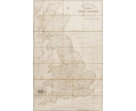 Bradshaw (George) Map &amp; Sections of the Railways of Great Britain..., folding hand-coloured engraved map, c.1650 x1400mm,