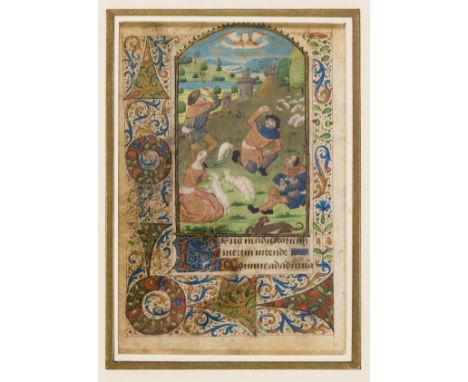 Workshop of the Master of the Geneva Latini.- Single leaf from an illuminated Book of Hours with miniature depicting the Annu