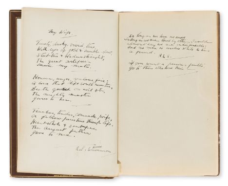 Stevenson  (Robert Louis) Ballads, fourth edition, autograph poem "My Wife" signed by the author with two additional autograp