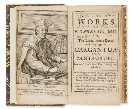 Rabelais  (François) The Works, 2 parts in 1, translated by Sir Thomas Urquhart, engraved portrait frontispiece (shaved at fo