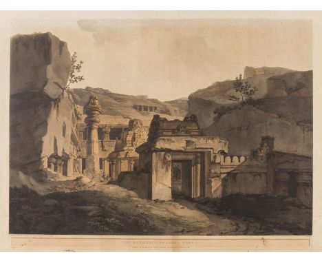 India.- Daniell (Thomas) The Entrance Of Indra Sabhâ, etching with aquatint with hand-colouring, on J. Whatman wove paper wit
