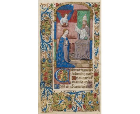 Paris Workshop.- Single leaf from an illuminated Book of Hours with miniature depicting the Coronation of the Virgin, manuscr