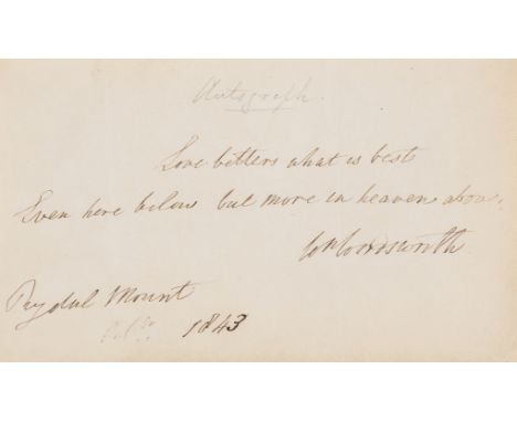Wordsworth (William) The Poetical Works, 6 vol., signed note from Wordsworth bound in at front, engraved portrait frontispiec