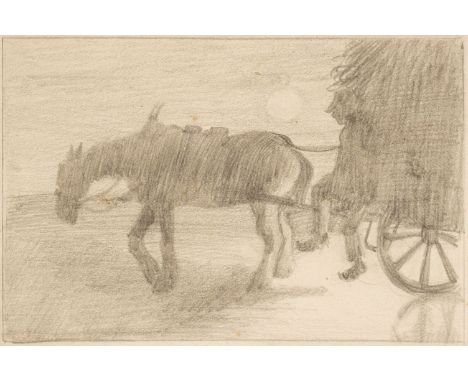 Hale (Kathleen, 1898-2000). The End of the Day, or, Horse and Cart by Moonlight, pencil on paper, a couple of small fox spots