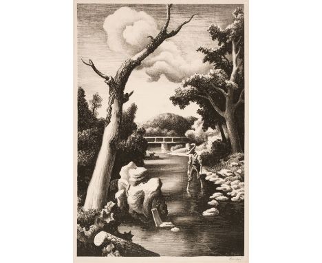 Benton (Thomas Hart, 1889-1975). Shallow Creek, 1939, lithograph on wove paper, from the edition of 250 impressions, publishe