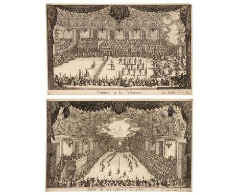 Callot (Jacques, 1592-1635). Le Défilé à Pied, &amp; Le Combat (from Le Combat à la Barrière), 1627, etchings on laid paper w