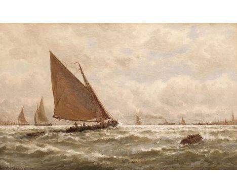 Walters (George Stanfield, 1838-1924). Seascape with yachts, 1886, oil on canvas, depicting a large yacht on a choppy sea, an