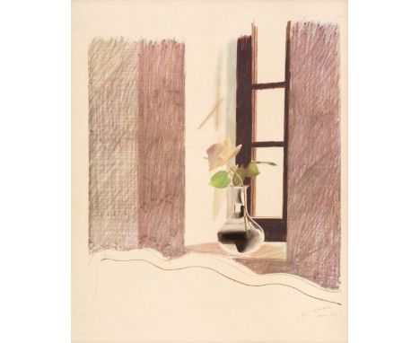 Hockney (David, 1937- ). Le Nid du Duc, May 1971, colour lithograph, depicting an apricot rose in a bud vase on a window sill