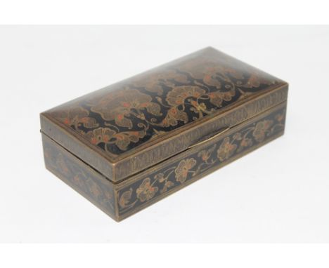 An Indian hand painted brass trinket box. 