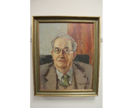 Margaret Peach (20th century), a portrait of an elderly gentleman, oil on canvas, signed, 39cm by 49cm. 