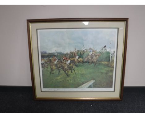 A framed Michael Lyne print 'First Time Round Beacher's Brook (The Grand National 1969)'