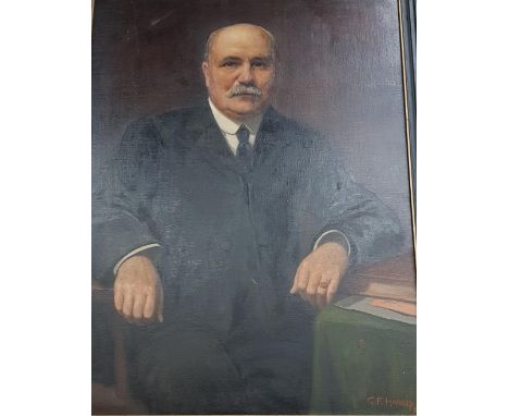 LARGE PORTRAIT PAINTING OF A MAN 43''X33'' GEORGE FREDERICK HARRIS (1856-1924_ WELSH