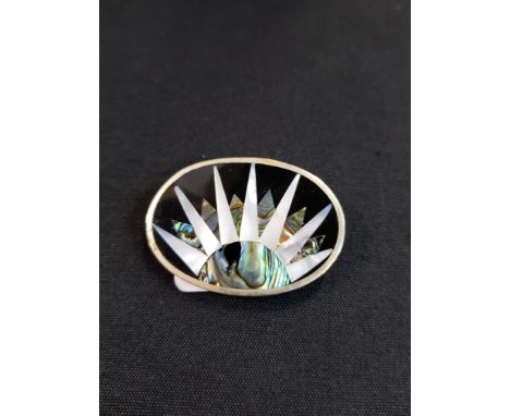 SILVER AND MOTHER OF PEARL BROOCH 