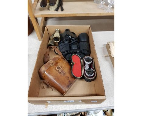 BOX OF BINOCULARS TO INCLUDE DOLLAND, AND PEARL GRIP OPERA GLASSES