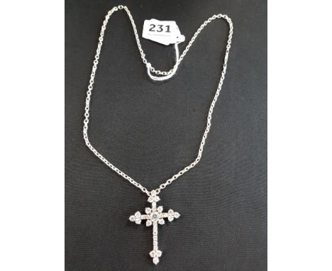 SILVER SWAROVSKI CRYSTAL CROSS ON SILVER CHAIN 