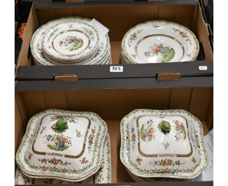 A quantity of Victorian Copeland Late Spode 'Lyons' pattern dinner ware 47 pieces including cover (2 boxes) 