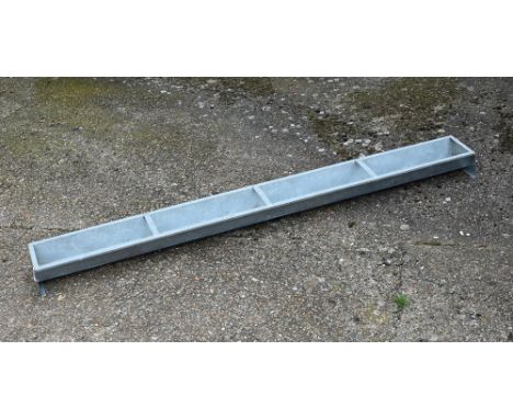 An IAE galvanised metal floor feeding cattle trough planter, 274 cm/ 9 ft long 