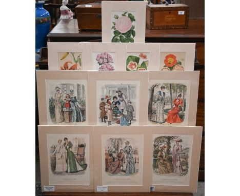 Mixed mounted prints including nude photographic prints, botanical studies, costume plates etc (box) 