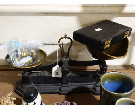     A Vintage Avery Kitchen Scale With Weights, Together With A Cased Pocket Scale &amp; Weights                             