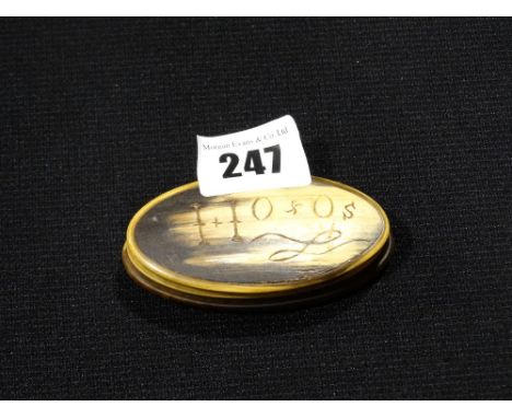     A Horn Farm Workers Snuff Box, Marked Owen Owens 1836                           