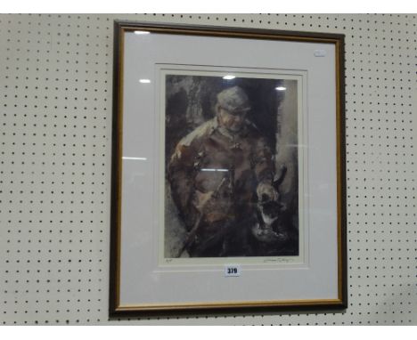     An Artists Proof Print Of Elderly Farmer &amp; Cat, After An Original By William Selwyn, Signed In Pencil                