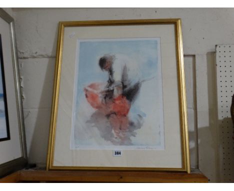     An Artists Proof, Coloured Print Of Fisherman Tending Nets, After An Original By William Selwyn, Signed In Pencil        