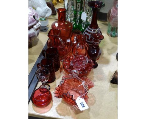     A Selection Of Cranberry &amp; Ruby Tinted Glassware (16)                           