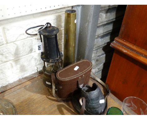     A Brass Miners Safety Lamp, Together With A Pair Of Cased Binoculars Etc (4)    