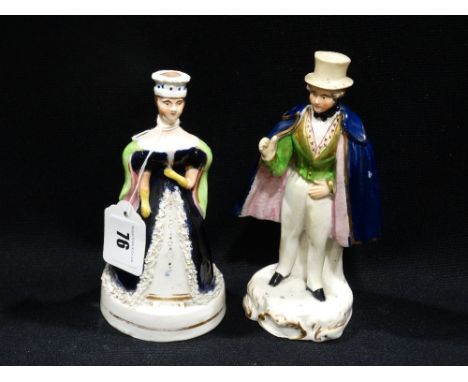     Two Staffordshire Pottery Portrait Figures Of Victoria &amp; Albert (AF)            