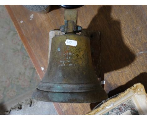     A Ships Bell &amp; Wall Bracket, The Bell Marked "Metal From HMS Tiger, Jutland 1916"                                    