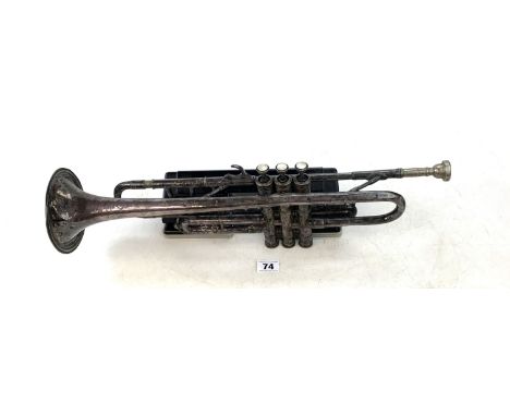 Trumpet marked Henri Selmer, Paris 6082 with mother-of-pearl buttons.  Inscribed 'Depose Grands Prix Geneve 1927 Liege 1930' 