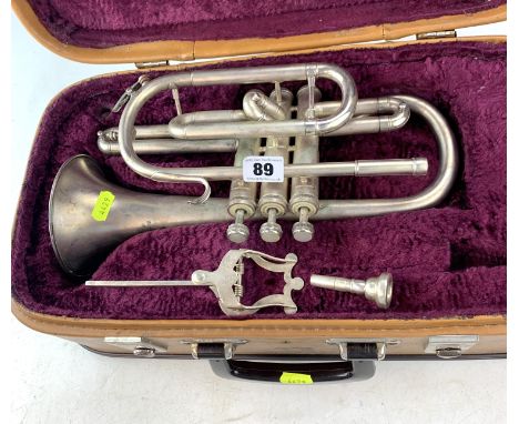 Cased Boosey &amp; Hawkes '78' Malta cornet with accessories