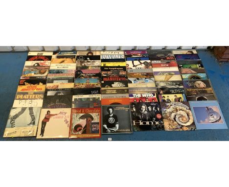 79 assorted LP records inc. The Who, Loudon Wainwright III, Elvis Costello, Elton John, Meatloaf etc