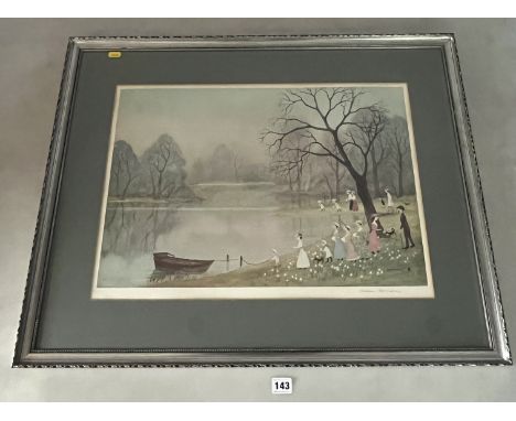 Signed print by Helen Bradley with HFB guild blindstamp, image 22" x 16", frame 31" x 24", with label on back from Renoir Gal